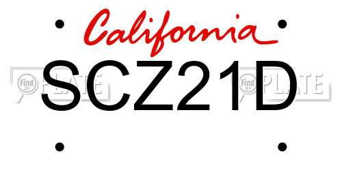 SCZ21D California License Plate