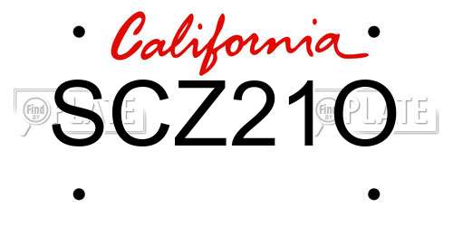 SCZ21O California License Plate