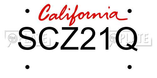 SCZ21Q California License Plate