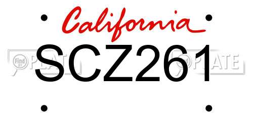 SCZ261 California License Plate