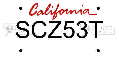 SCZ53T California License Plate