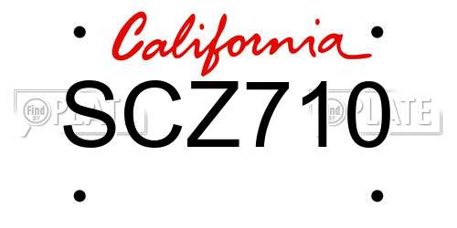SCZ710 California License Plate