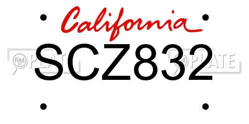 SCZ832 California License Plate