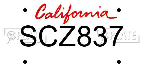 SCZ837 California License Plate