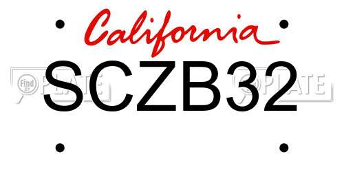 SCZB32 California License Plate