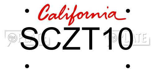 SCZT10 California License Plate