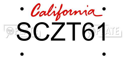 SCZT61 California License Plate