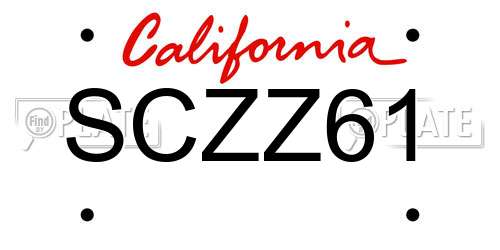 SCZZ61 California License Plate