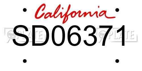 SD06371 California License Plate