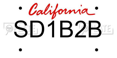 SD1B2B California License Plate