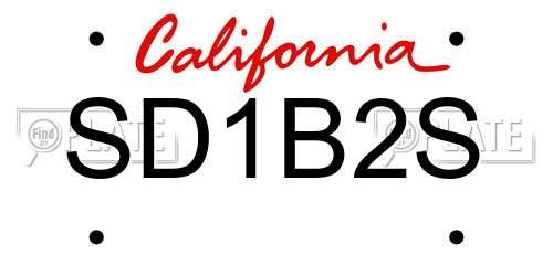 SD1B2S California License Plate