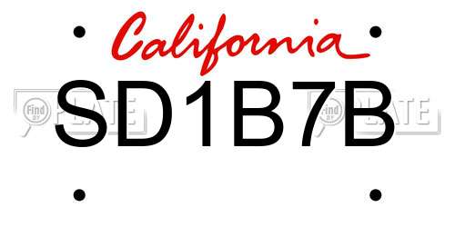 SD1B7B California License Plate