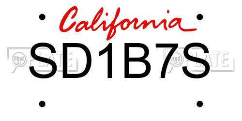 SD1B7S California License Plate