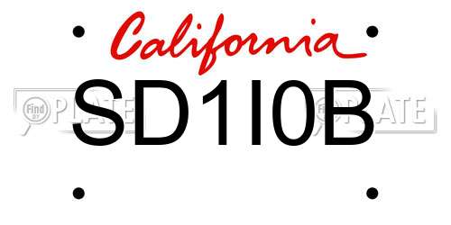 SD1I0B California License Plate