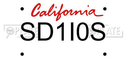 SD1I0S California License Plate