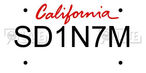 SD1N7M California License Plate