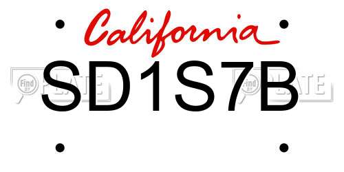 SD1S7B California License Plate