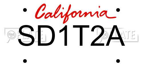 SD1T2A California License Plate
