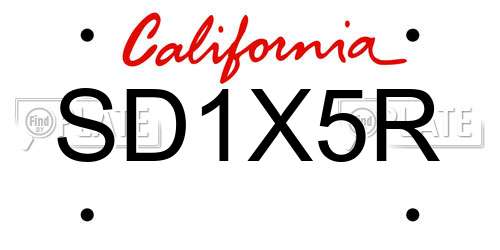 SD1X5R California License Plate