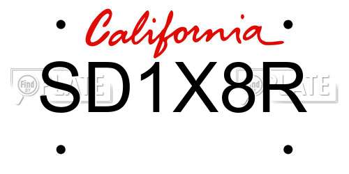 SD1X8R California License Plate