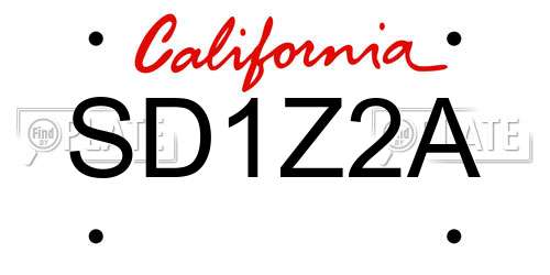 SD1Z2A California License Plate