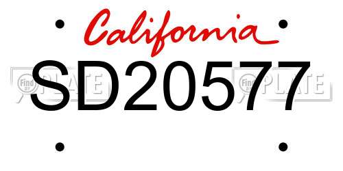 SD20577 California License Plate
