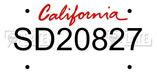 SD20827 California License Plate
