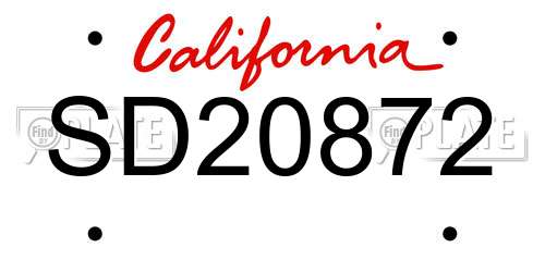 SD20872 California License Plate