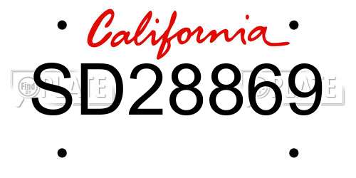 SD28869 California License Plate