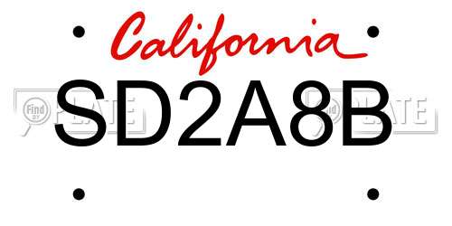 SD2A8B California License Plate