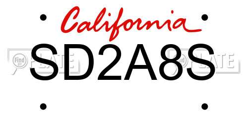 SD2A8S California License Plate