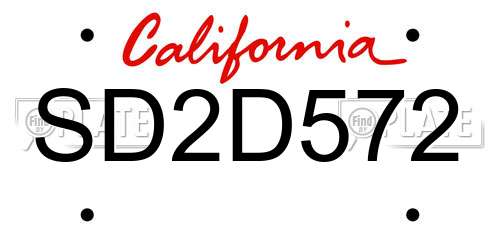 SD2D572 California License Plate