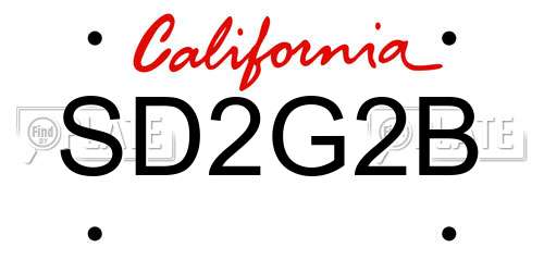 SD2G2B California License Plate