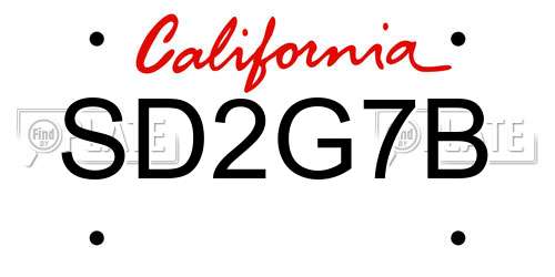 SD2G7B California License Plate