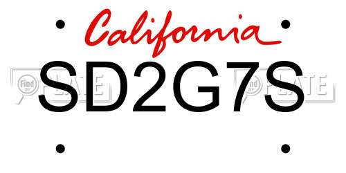SD2G7S California License Plate