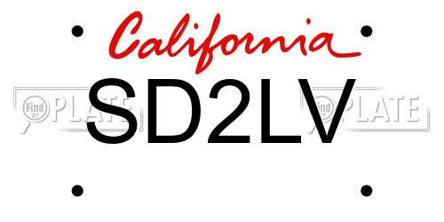 SD2LV California License Plate