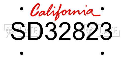 SD32823 California License Plate
