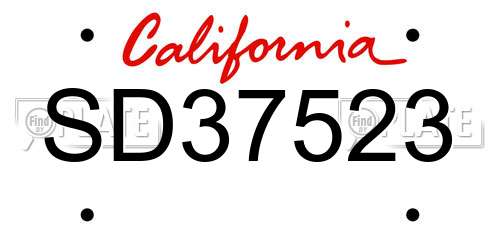 SD37523 California License Plate