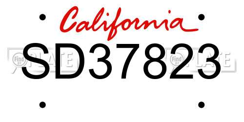 SD37823 California License Plate