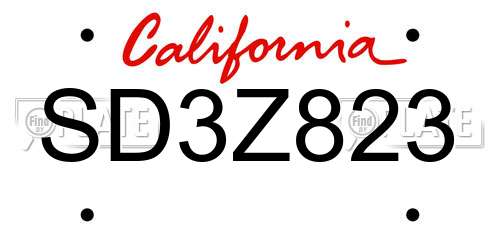 SD3Z823 California License Plate