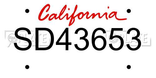 SD43653 California License Plate