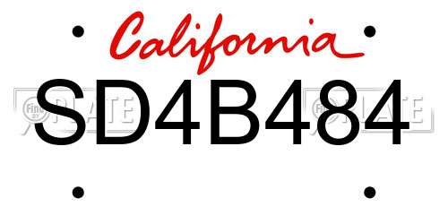 SD4B484 California License Plate