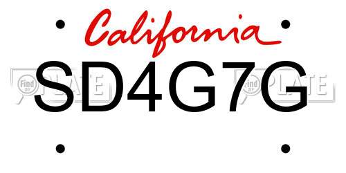 SD4G7G California License Plate