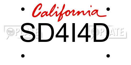 SD4I4D California License Plate