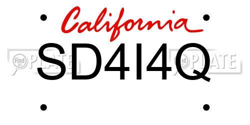 SD4I4Q California License Plate