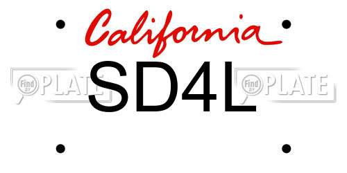 SD4L California License Plate