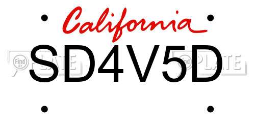SD4V5D California License Plate