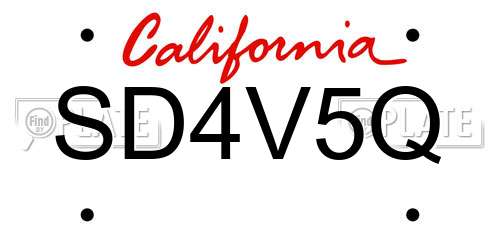 SD4V5Q California License Plate