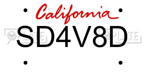 SD4V8D California License Plate