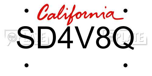 SD4V8Q California License Plate